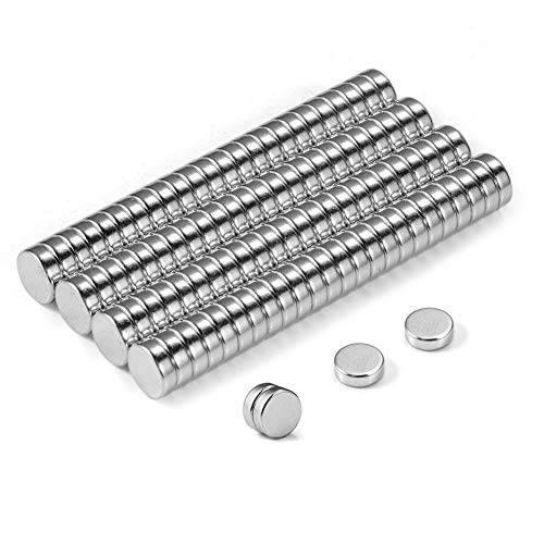 BTLIN Neodym Magnet Mini, Små Rund Magneter Starka för Kylskåp, Whiteboard, Kontor, Hantverk, 6x2 mm 100 Stycken