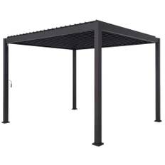 Utsikt Pergola 3x4m Svart (2st Sidoväggar Textilene 3m, Ingen Sidovägg Textilene 4m)