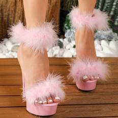 Sexy High Heel Slippers, Model Sexy Nightclub Waterproof Platform, Hate Sky High Heel, T-Stage Model Runway Formal Dress Wedding Party Thick Bottom Rh - Pink - CN35,CN36,CN37,CN38,CN39,CN40,CN41,CN42,CN43