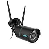 Reolink 2K+ trådbunden hemsäkerhetskamera, 2,4/5GHz WiFi CCTV IP66 vattentät utomhuskamera, Människo-/fordonsdetektering med varningar, 5 MP Night Vision, Time Lapse, SD-kortlagring, RLC-510WA Svart