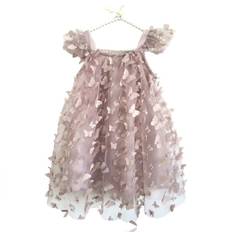 Dolly by Le Petit Tom Allover Butterflies Tutu Kjole Mauve - Str. 1-3 år/P