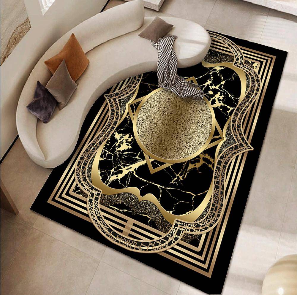 Luxury Black Marble Sofa Rug for Living Room European Large Area Non-slip Decoration Carpets Bedroom Study Tatami Soft Floor Mat 200X250CM