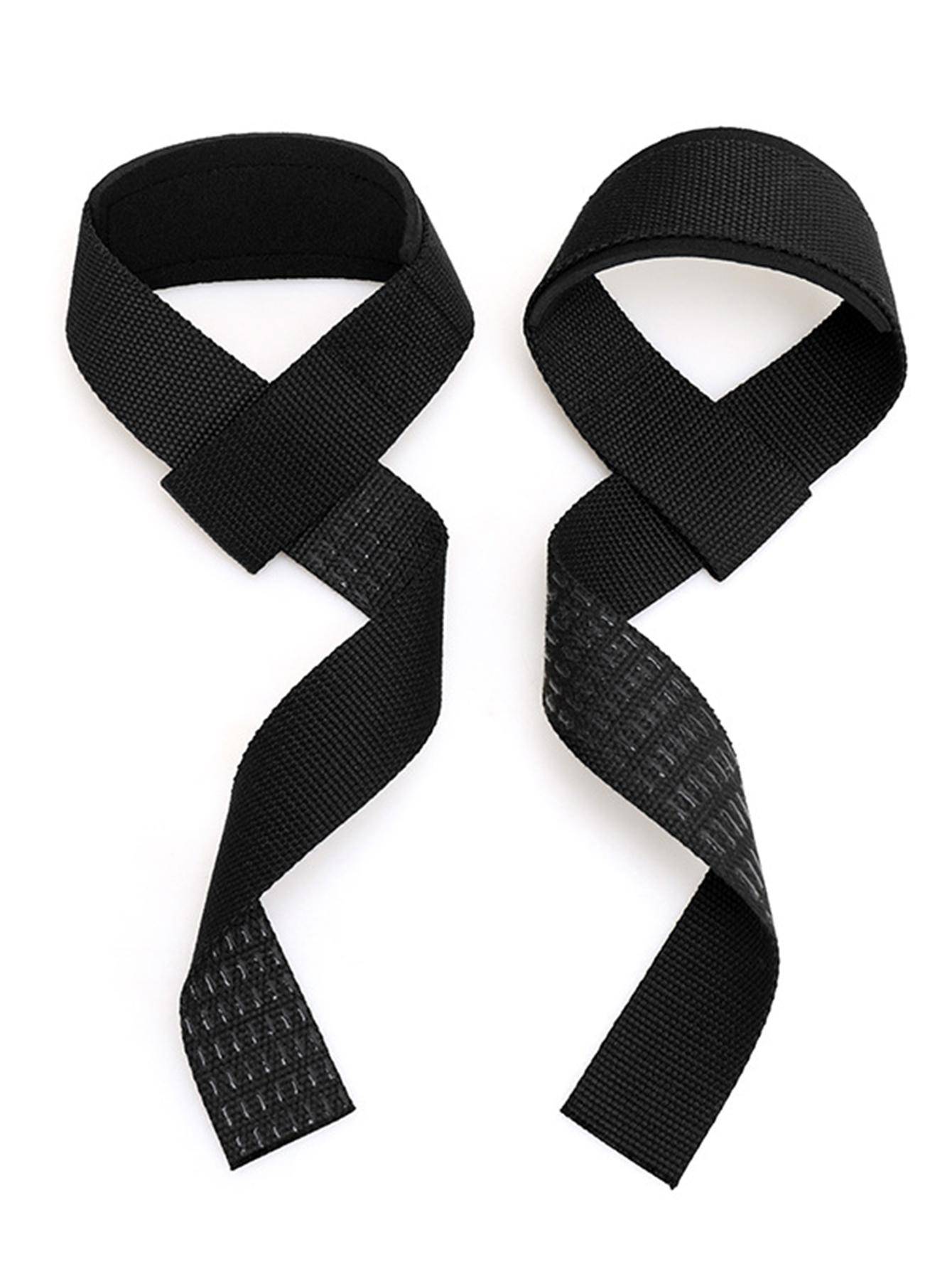 Weightlifting Straps 1 Pair Anti Slip Silicone Wrist Support for Strength Training and Hand Grips Lifting svart