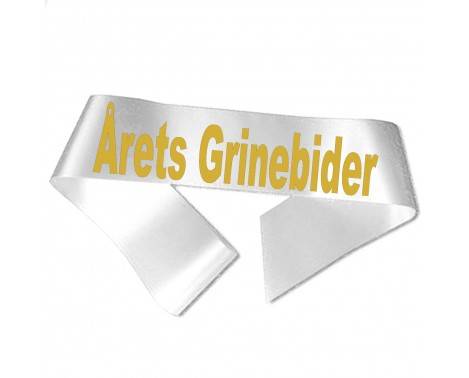 Ordensbånd Årets Grinebider Hvid med Guldtryk 190 cm