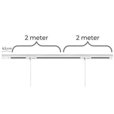 Square lampeskinne til loft til nedhængte lamper (pendler), til 5 lamper, endetilslutning, hvid, 4 meter