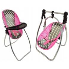 LeanToys Doll Swing Alice Feeding Chair Stars Grå og pink