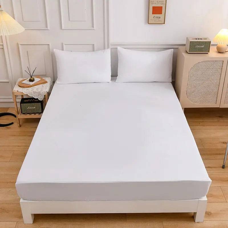Kuup High Quality Fitted Sheet 90/180/150x200 Cm Mattress Cover Elastic Band Bed Sheet Queen King Size No Pillowcases Included - 1s bai se / 180x200cm
