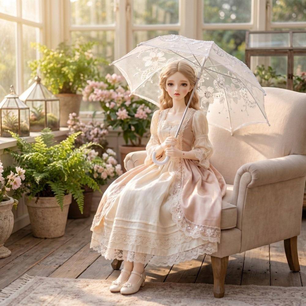 Gör-det-själv Miniparaply Festrekvisita Paljettparaply Dekorationer Spetsbroderat Paraply Bröllopsdekor 21cm white