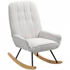 Gungstol Teddy Modern Design Sherpafleece Grå - Trä