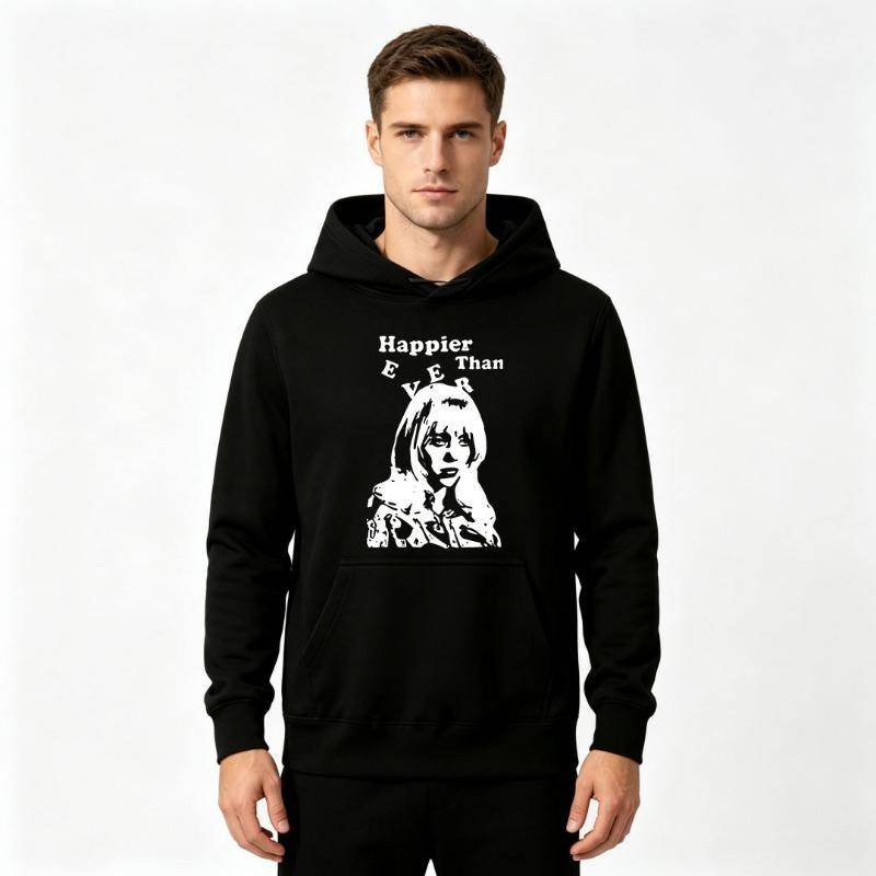 Herr Billie Eilish Happier Than Ever Tryckt Huvtröja Casual Långärmad Pullover Huvtröja Höst Vinter Unisex Streetwear Lös Mode Toppar cm