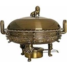Skavskål i rostfritt stål, 3 l rund chafer buffévärmare set med matpannor, spisstativ, synligt grytlock och bränslehållare för bröllop, fest, bankett, grön brons ~ /