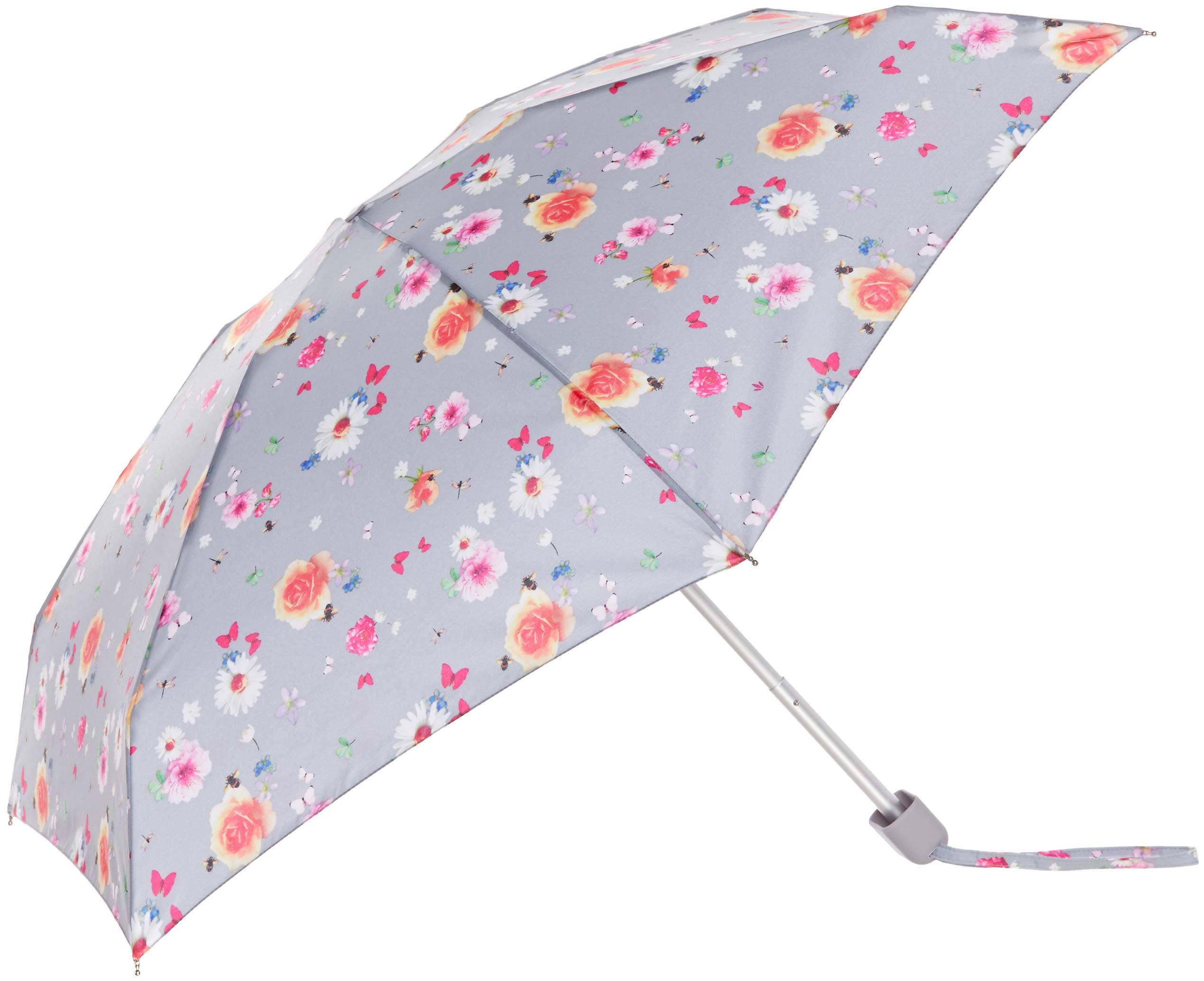 Fulton Mini Fällbar Sommar Soluppgång Storlek F Damparaply, Blommig/Ljusgrå,