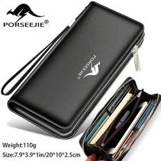 Men Wallets Classic Style Card Holder Male Large Capacity Wallets Zipper Coin Pocket Man Vintage Clip Phone Package Gifts For Women Gifts Valentines F - Black