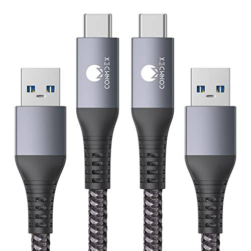 USB C-kabel UP 10 Gbps, CONMDEX (2-pack) USB-C 3.1 Gen 2 USB-A Android Auto-kabel, 3A Snabbladdningssynkronisering Dataöverföringskabel för Samsung Galaxy S22/S21 Note 20, 1M/3,3FT
