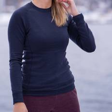 Tufte W Bambull langærmet crew neck - rund hals, mørkeblå - Sky captain - M