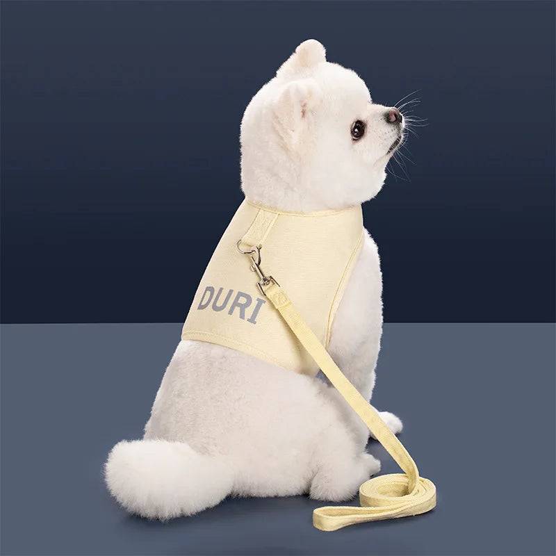 Adjustable Escape-Proof Vest Harness & Lead Set for Small Dogs & Cats - Beige / XL (XL)