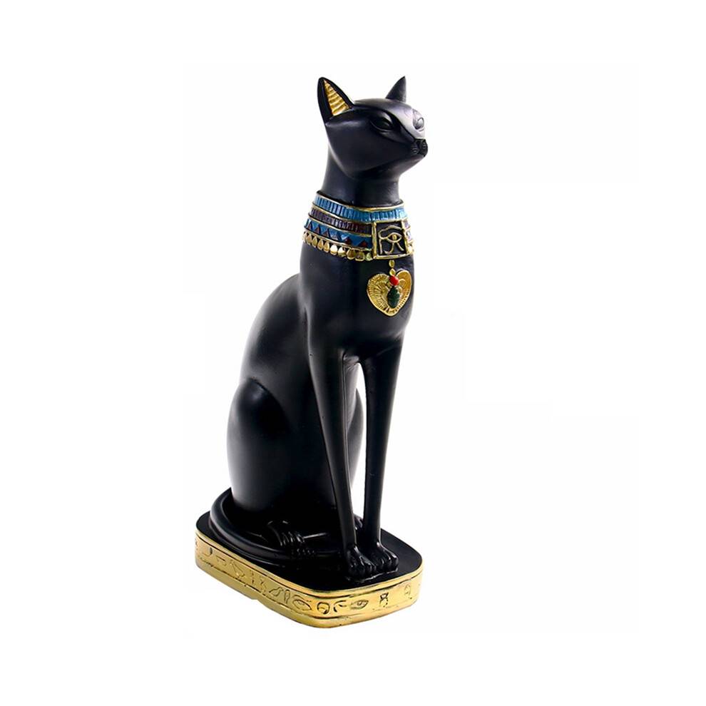 Resin Egyptian Cat Bastet Figurine Anime Egyptian Goddess Statue Sculpture Home Bar Office Desktop Decoration(Large)