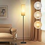 CRLL Golvlampa för vardagsrum, moderna stående lampor med fjärrkontroll och fotströmbrytare, 2 700 k-6 500 k dimbar hög lä med linneskärm | standardlampa nattlampa för sovrum kontor (klassisk)
