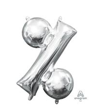 Teckenballong Folie % Procent Silver 91cm