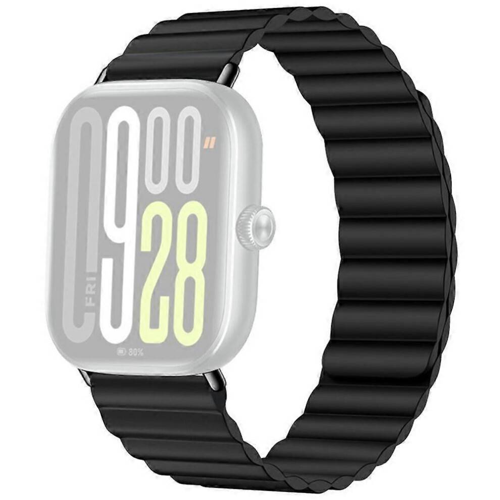 (Black) Compatible For Xiaomi Redmi Watch 6 / 5 / 4 / Smart Band 9 Pro / 8 Pro 2-Sections Magnetic Silicone Strap Smart Watch Band