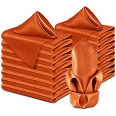 24pcs Multi-Color Square Handmade Locking Edge Satin Face Polyester Napkin Cloth, 11.8*11.8in, 17*17in, Christmas Wedding Hotel Restaurant Table Decor - Orange - 43*43cm,30x30cm