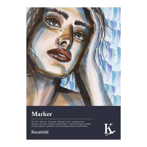 Kreatima Marker ritblock för markers & tuschpennor, A3 (297×420 mm), 20 ark, 250 g/m²