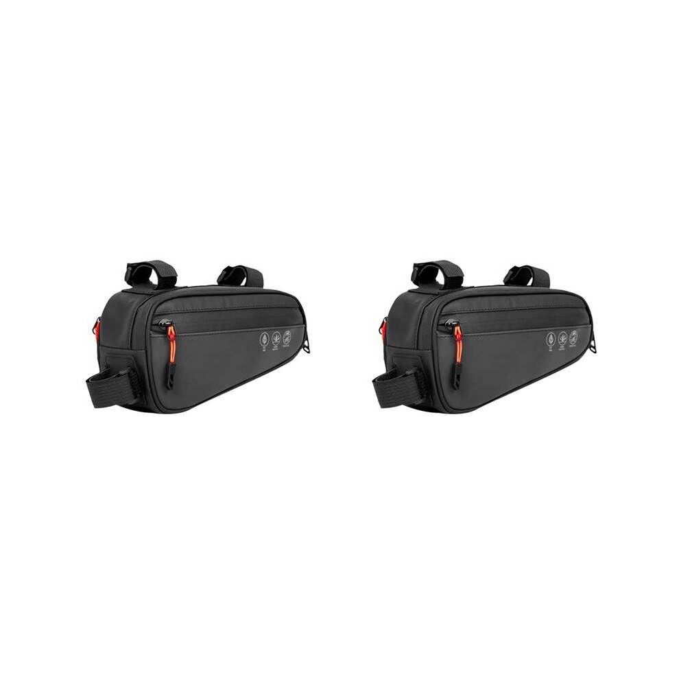 2X Bike Frame Bag, Waterproof Bicycle Bag with Two Side Pockets, Bike Tube Storage Pouch for Mountain Road Bike