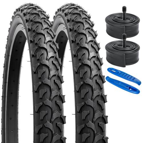 YunSCM 2 st 20 tums däck 20 x 2,125 kappa 57–406 och 2 st 20 tums slang AV32 mm ventil kompatibel 54–406 20 x 2,10 20 x 2,125 20 x 2,25 cykeldäck vikbar mjuk ståltråd däck