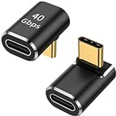 AuviPal USB C 90 graders adapter (2-pack), USB C hane till hona L-formad höger vinkelkontakt för ångdäck, ROG Ally, MacBook, surfplatta, telefon och mer – svart