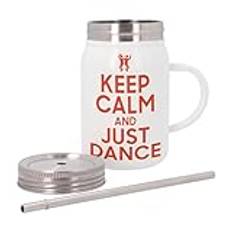 Isolerad mugg i rostfritt stål med lock och sugrör - Keep Calm and Just Dance Parodie England Dance - 500 ml - termomugg