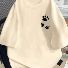 Women&#39;s Plus Size T-Shirt Short-Sleeved T-Shirt Summer Cat Scratching Board Cartoon Print Short-Sleeved T-Shirt Short-Sleeved T-Shirt Top,Summer Tops, - Apricot - 0XL,1XL,2XL,3XL,4XL