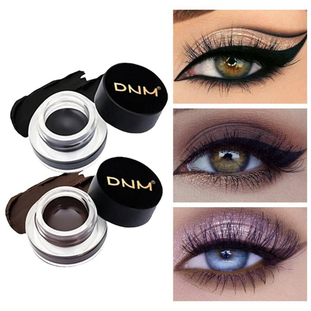 Vattentät Mattsvart Ögonlinerpasta med Bladborste Mjuk Lättfärgande Smal Tydlig Gel Eyeliner Silkesmaskkräm Naturlig Nyans
