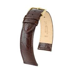 Hirsch Crocograin 13mm Medium Brun/Guld Klockarmband
