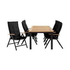 Las Vegas Matgrupp Utomhus 152-210x90 + 6 Stolar m Dyna - Svart/Teak utomhus Brun,Svart