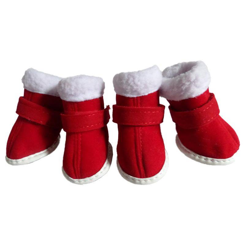 4 st Husdjur Hundskor Julskor Snöskor Liten Hund Teddy Bichon Fritidsskor Stor Röd Nyårs Varma Husdjursskor XS röd