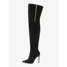 Suede Thight High Boots Pointed Toe Zipper Detail High Heel Over The Knee Boots