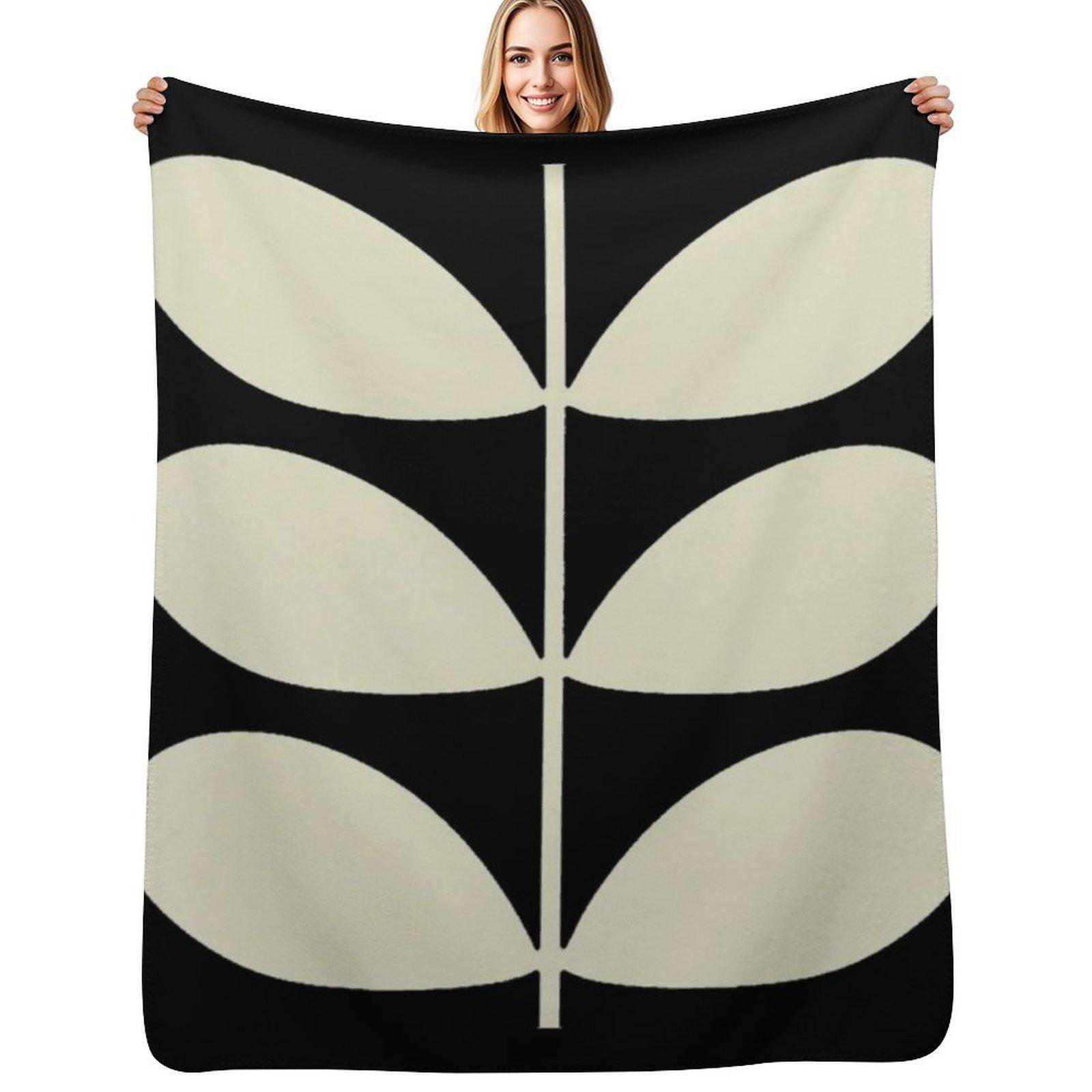 orla kiely multi stem, svart, vit, kiely-mönster, orla kiely-design Pläd Lyxig Mjuk Filt Semestergåva till Familjen