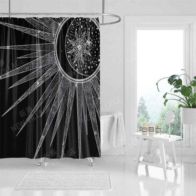Mandala Vattentätt tygduschdraperi Badrumsgardintillbehör Badgardin 180x200cm 240*200cm bohemisk dekoration vintage white