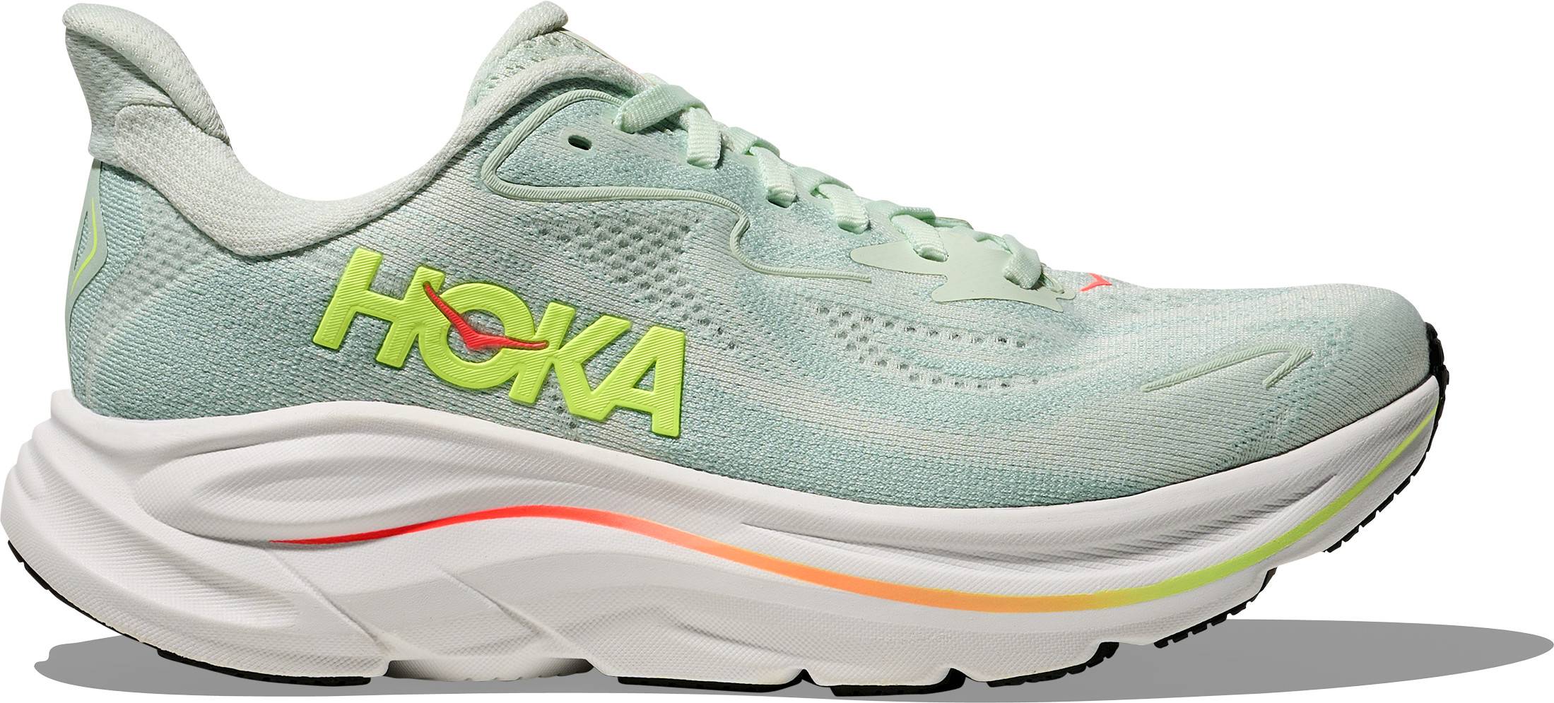 Hoka Women's Clifton 10 Sea Glass / Neon Flame, 38 2/3