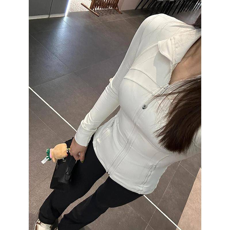 Active Jacket for Women In Summer Stand Collar Slim Fit Slim Waist Tight Fast Dry Yoga Top Outdoor Activity Fitness Skin Clothing XL