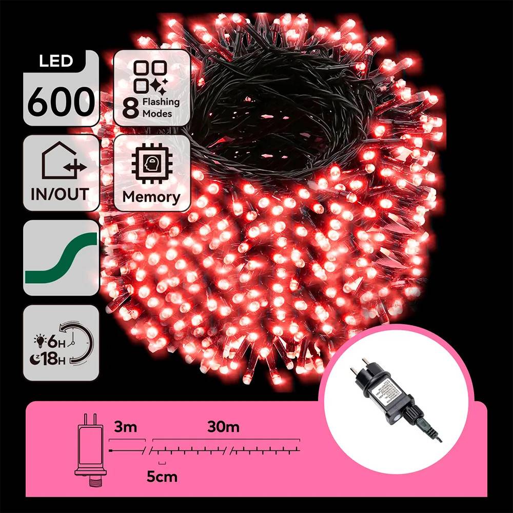 Aigostar Flat 600 Led 5cm Spacing Low Voltage Pink Light Led-lyskæde