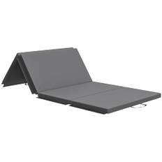 HOMCOM Vikbar gymnastikmatta, tjock gymnastikmatta, 180 x 80 x 5 cm, med handtag, golvmatta för yoga, mma, sport, fitness, pilates, konstbeläggning (grå)