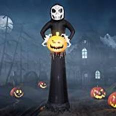 EBANKU 8.8Ft Uppblåsbara Spöken Med LED-Lampor - Halloween Sickle Ghost Pumpkin Grim Reaper Inflatables för Utomhus Inomhusgård Garden Party Dekorationer
