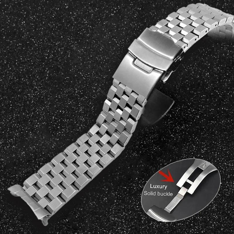 Solid Stainless Steel Band for Seiko SKX009 SKX007 SKX173 SKX175 Flat Curved End Bracelet Replacement Watchband 18mm 20mm 22mm