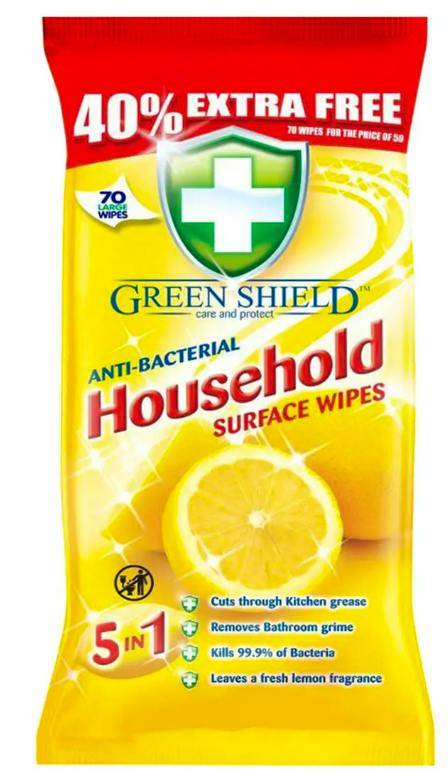 Green Shield Anti-Bacterial Household Surface Wipes 70 st