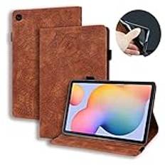 Kompatibel med Samsung Galaxy Tab S6 Lite 10,4 tum 2020 modell SM-P610 (Wi-Fi) SM-P615 (LTE) smal lätt präglad PU-läder flip hållare surfplatta PC-fodral kortplats surfplatta fodral (brun)