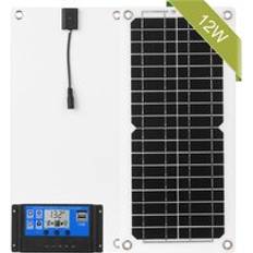 12w 12v solpanelsats med laddningsregulator usb-port monokristallin med sae-anslutningskabel för campingbåt marin