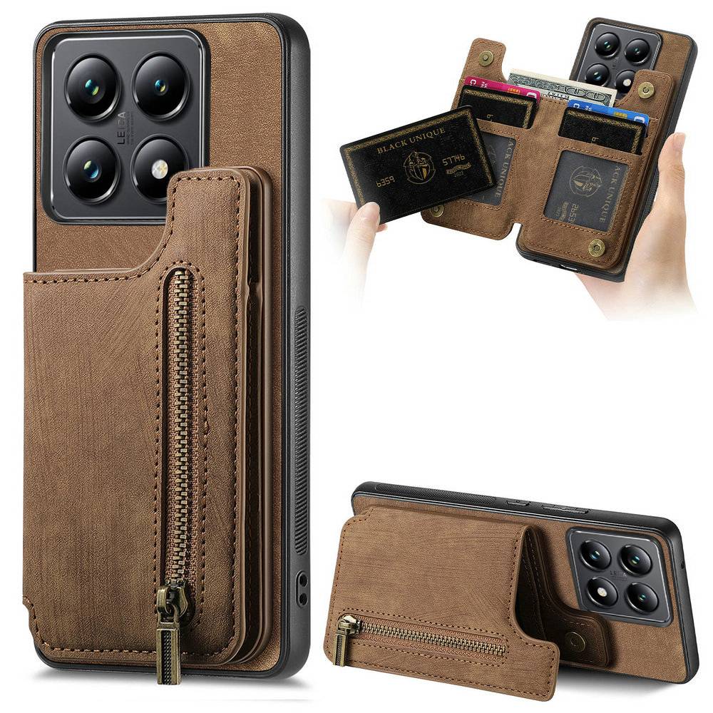 For Xiaomi 17T 15T 14T 13T Wallet Case Zip Leather Card Funda Xiaomi 14T Redmi Note 13 Pro Plus 5G Case Mi 17 15 T 14 Back Capa
