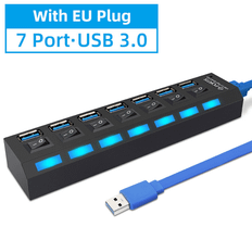 4/7 Ports USB 3.0 Hub Aktiv med Strømforsyning USB-Splitter til Windows PC Laptop DHL