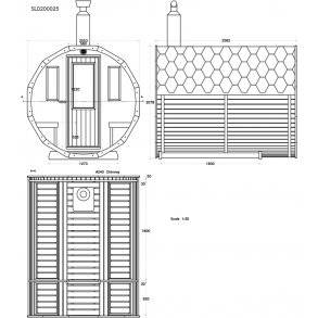 Sauna tønde Thermowood 260 cm Uden Ovn Saml Selv